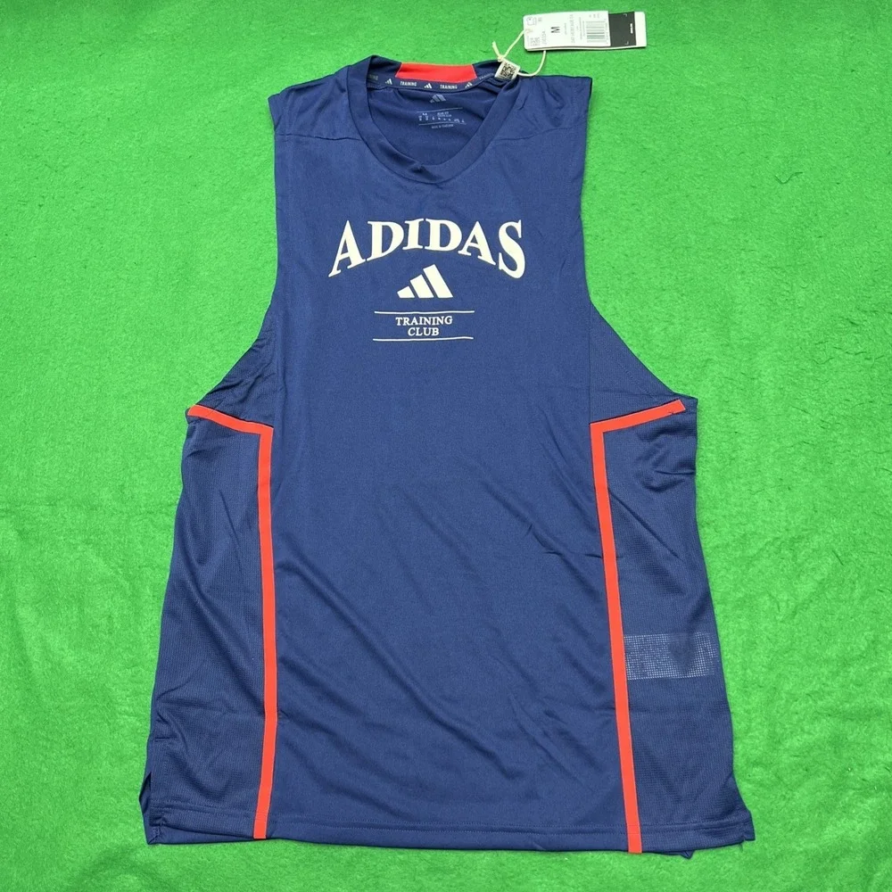 Adidas Men's D4 Heritage Training Tank Top Dark Blue Chalk White Size Medium